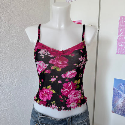 Y2k flower mesh top (S)