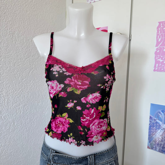 Y2k flower mesh top (S)