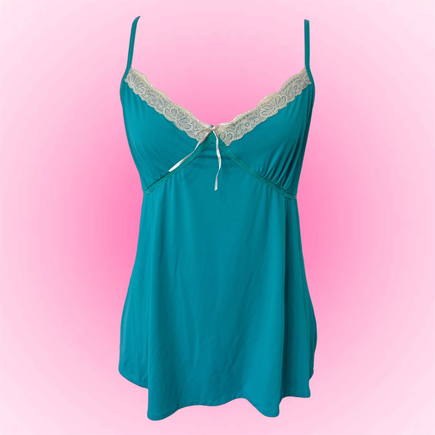 Teal Y2k Lace Cami Top (M)