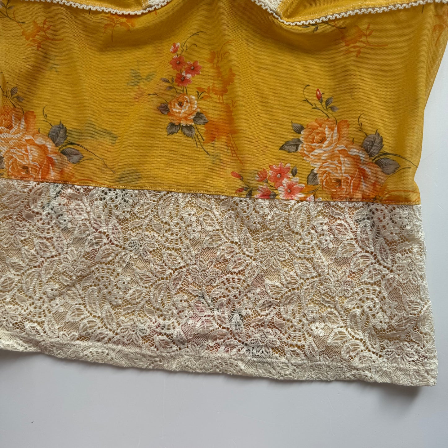 Yellow Floral Lace Top (S/M)