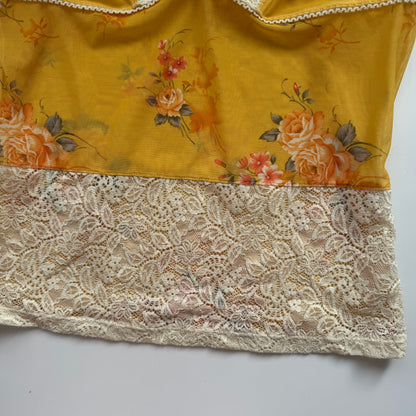Yellow Floral Lace Top (S/M)