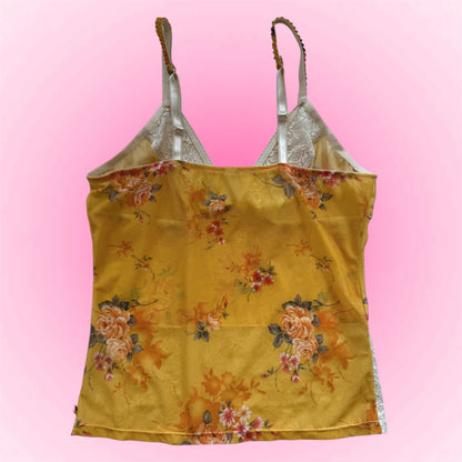 Yellow Floral Lace Top (S/M)