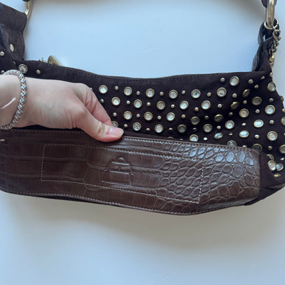 Brown Studded Shoulder Bag