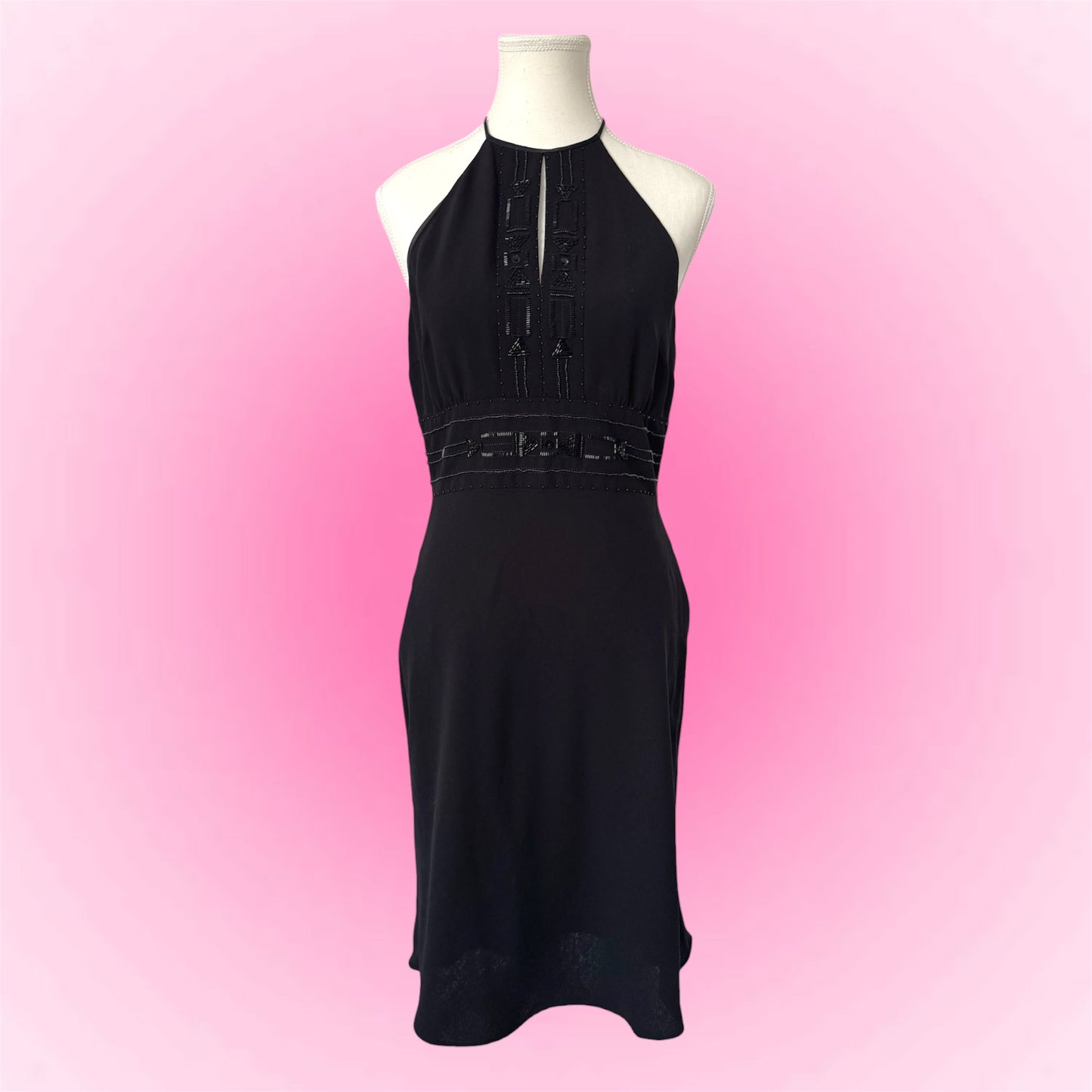 Elegant Black Halter Dress (XS/S)