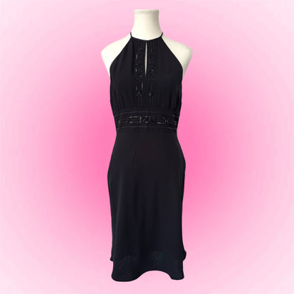 Elegant Black Halter Dress (XS/S)