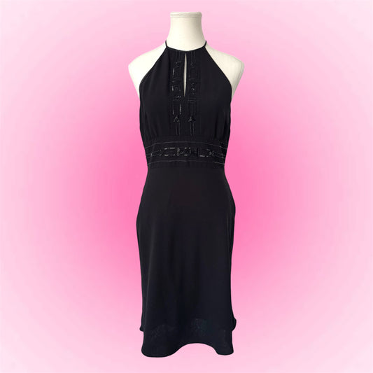 Elegant Black Halter Dress (XS/S)
