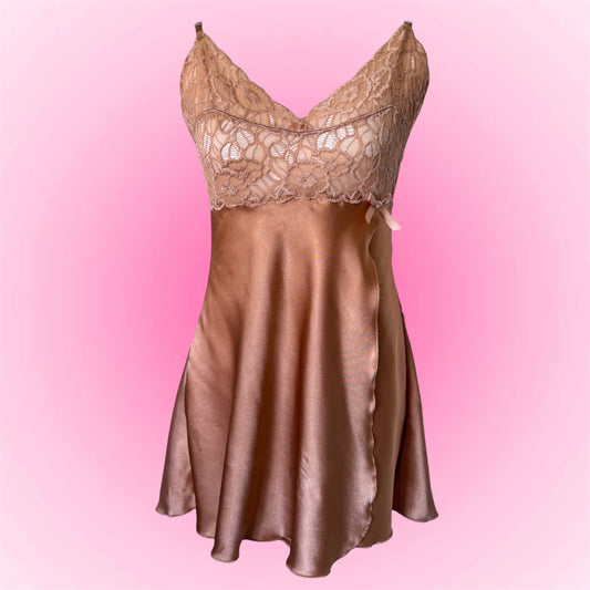 Satin Lace Slip Dress (M)