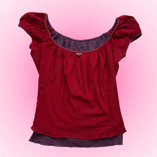 Red puff sleeve top (M)