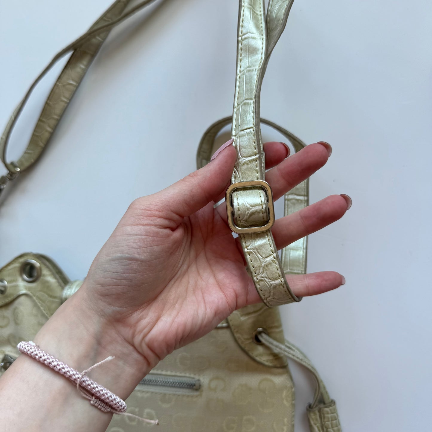 Vintage Cream Studded Crossbody Bag