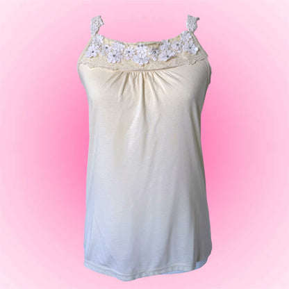 Cream Floral Lace Japanese Cami (M)