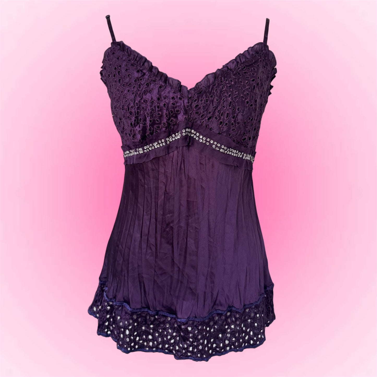Plum Lace Y2K Babydoll Top (M)