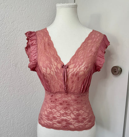 Pink Lace Coquette Tshirt (XS)