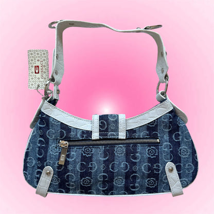 Gussaci Denim Monogram Shoulder Bag | New with tags
