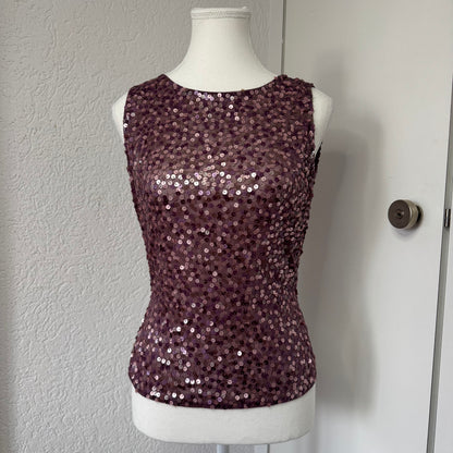 Purple Sequin Y2K Tank Top (S/M)
