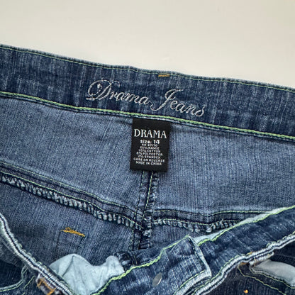 Blue Rhinestone Flared Jeans (M)