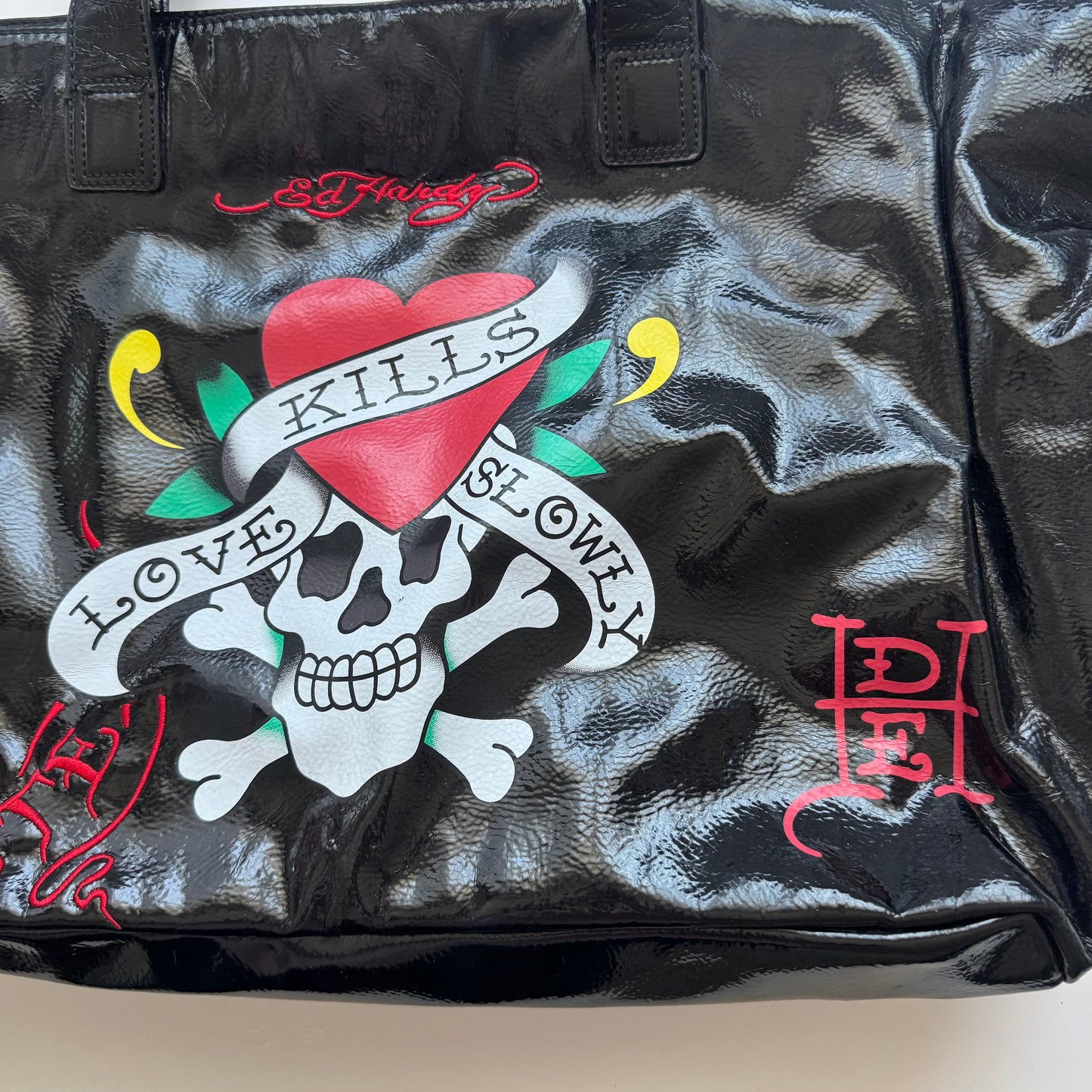 Ed Hardy Patent Tote Bag