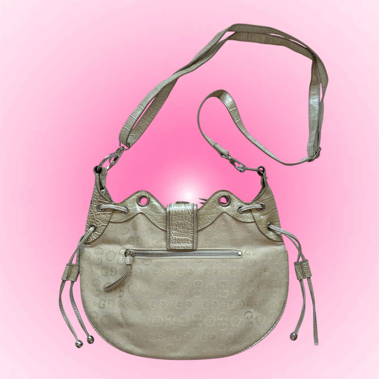 Vintage Cream Studded Crossbody Bag