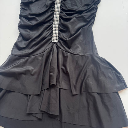Black Strapless Ruffle Y2K Dress (S)