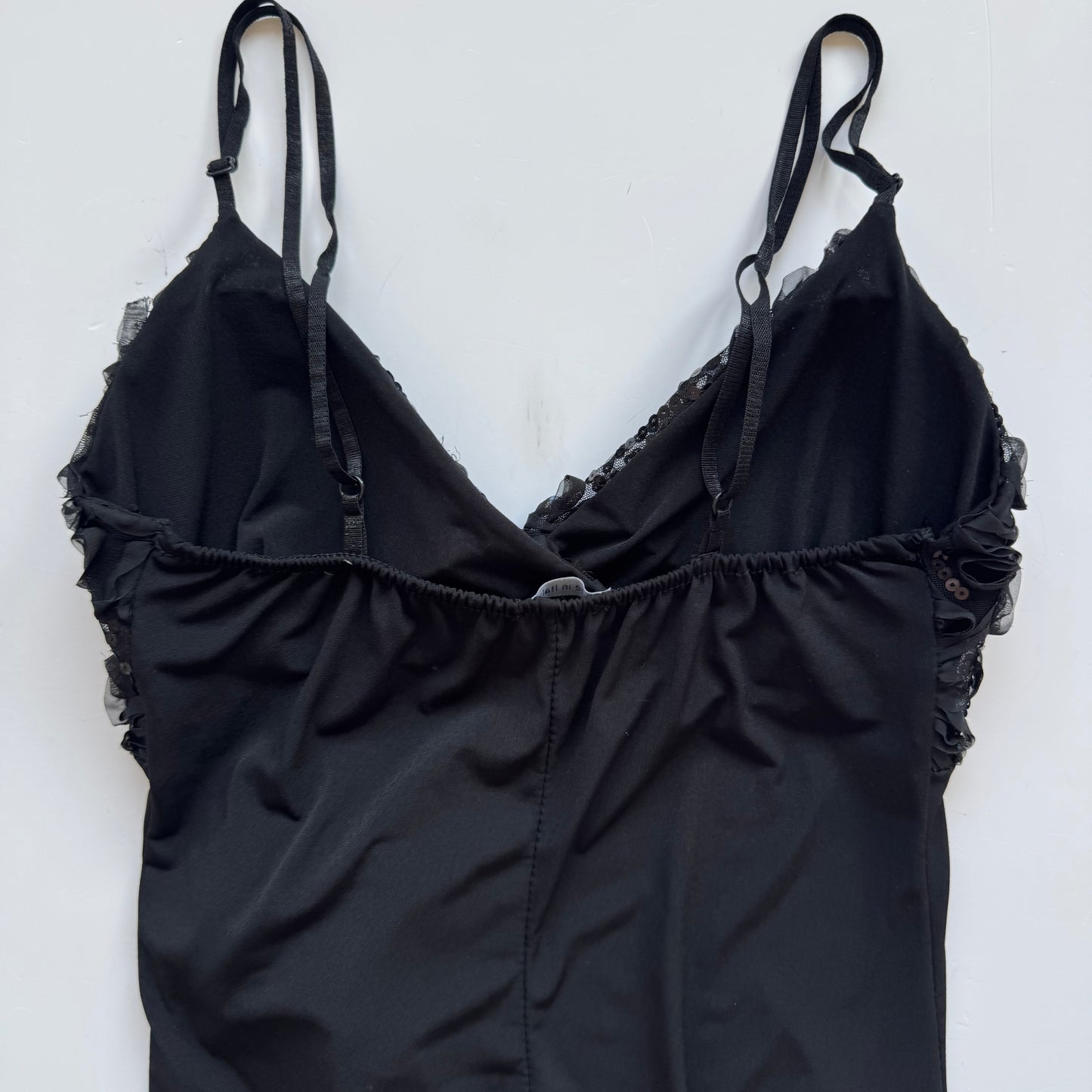 Black Ruffle Vintage Dress (S)