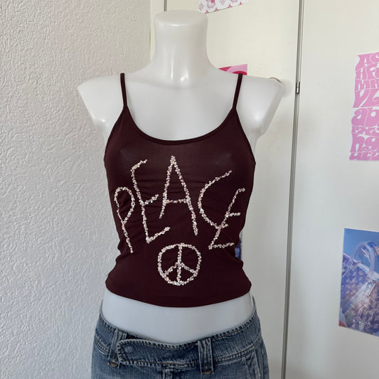 Brown sequin tank top (S)