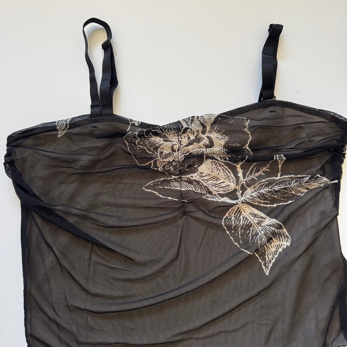 Black Sheer Floral Y2K Dress (L)