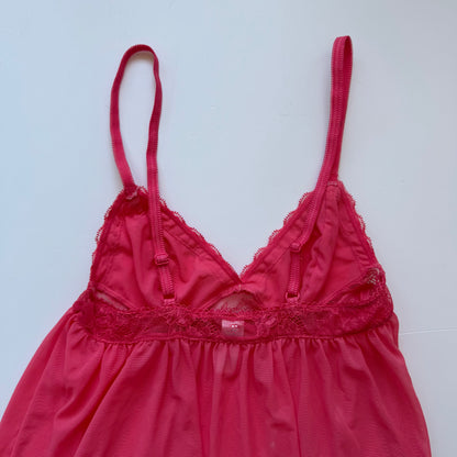 Pink Mesh Babydoll Cami Top (XS)