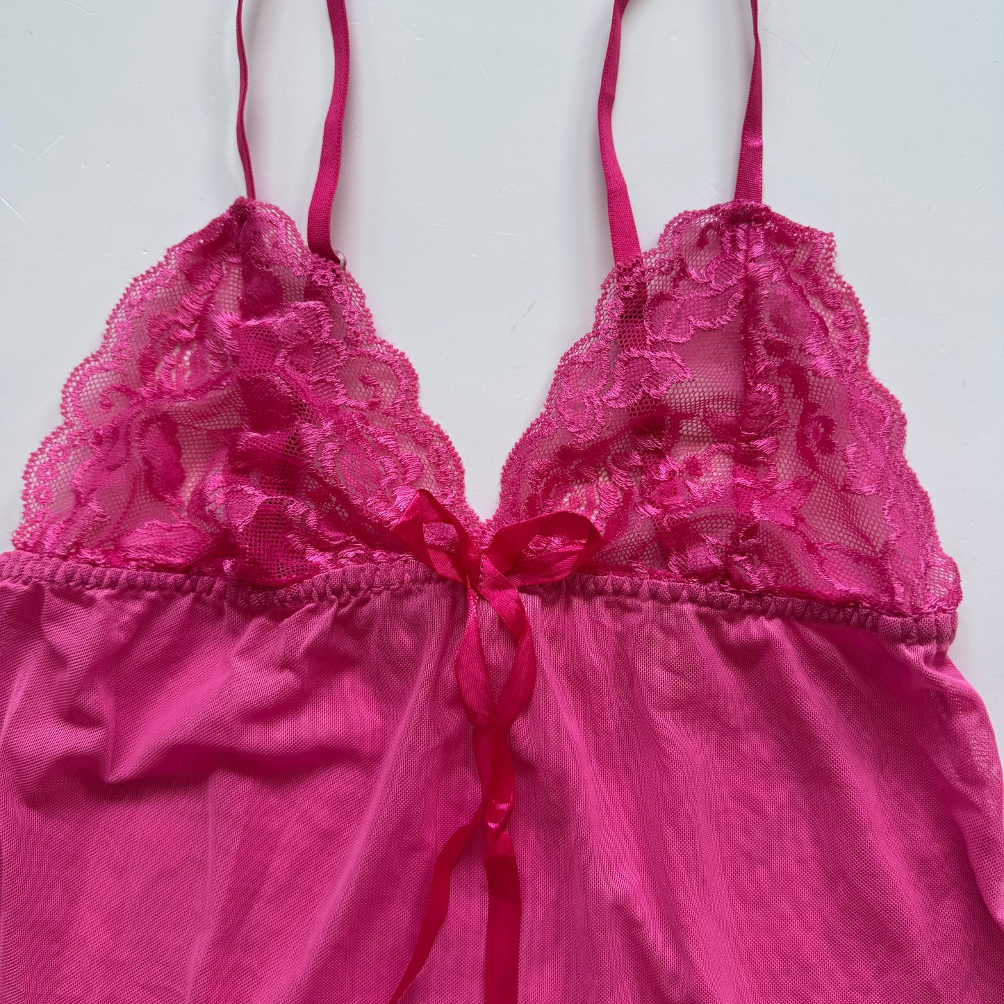 Pink Sheer Lace Y2K Babydoll Cami (S)