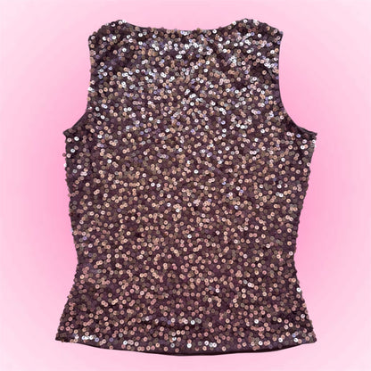 Purple Sequin Y2K Tank Top (S/M)