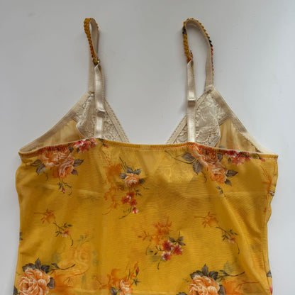 Yellow Floral Lace Top (S/M)