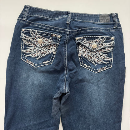 Dark Blue Embellished Flared Jeans (S)
