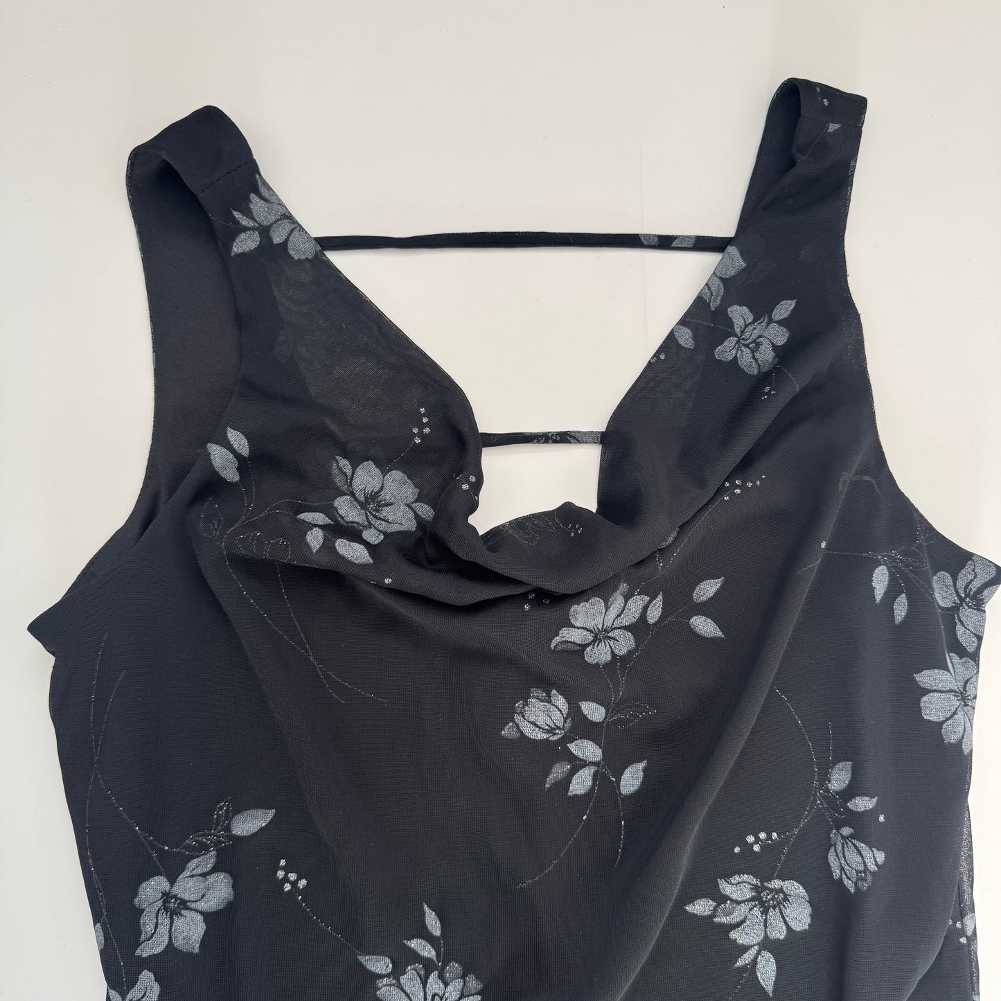Black Y2K flower dress (L)