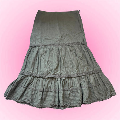 Khaki Y2k Maxi Skirt (M)