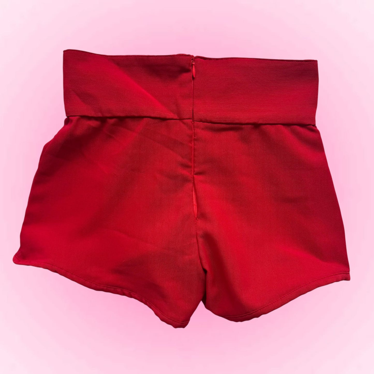 Red Low-Rise Mini Shorts (XS)