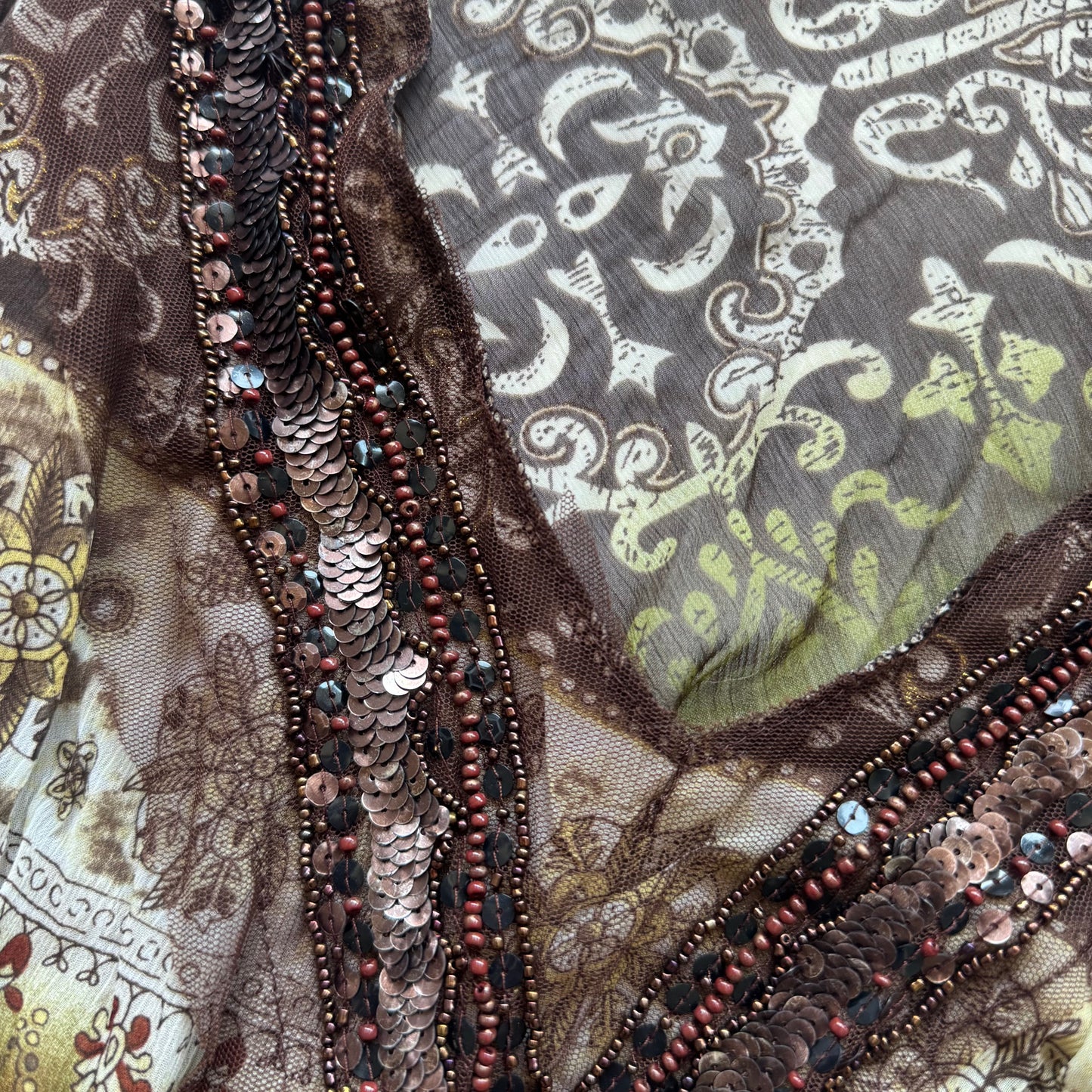 Vintage Boho Sheer Long Sleeve Top (M/L)