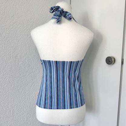 Blue Striped Halter Top (S)