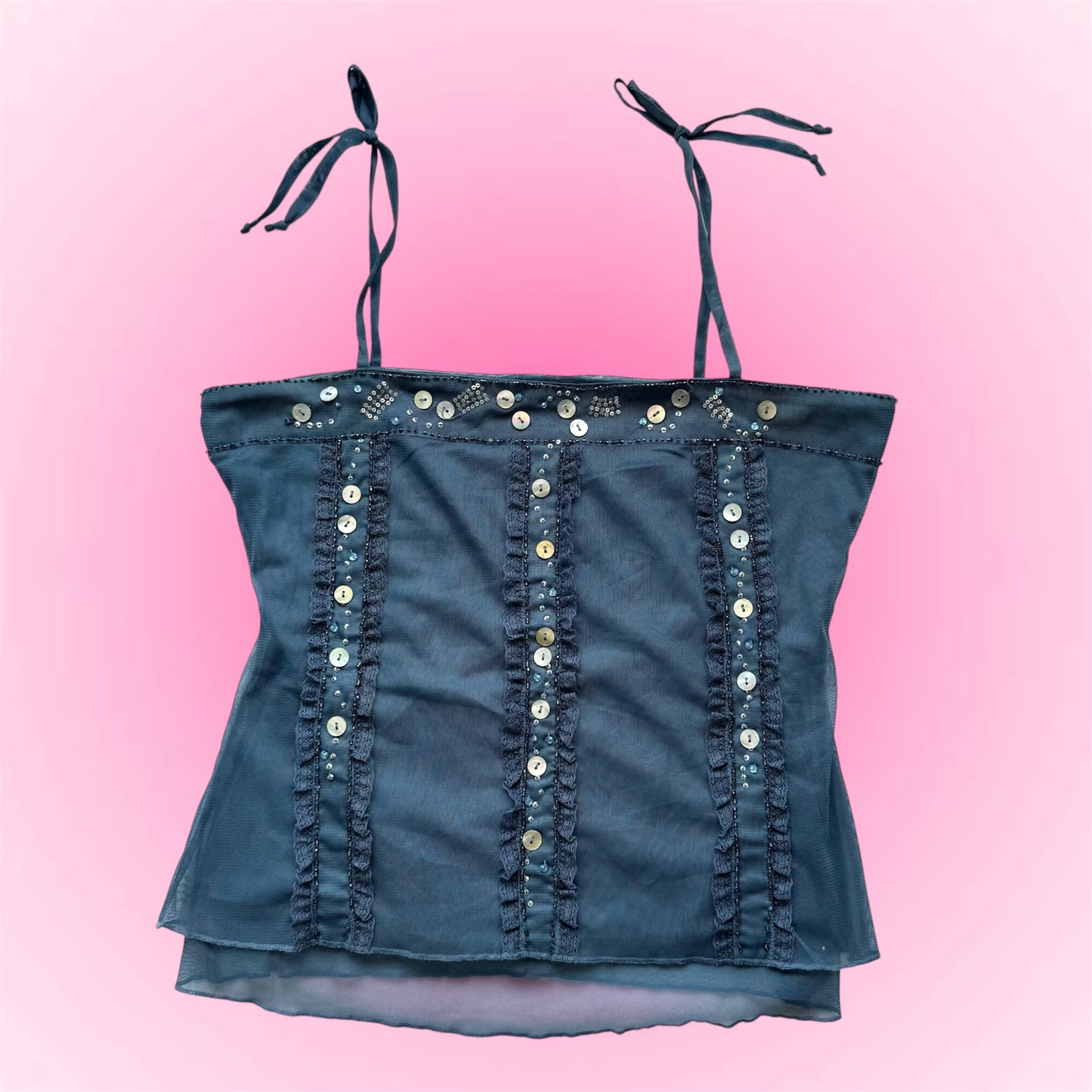 Blue sequin top (M)