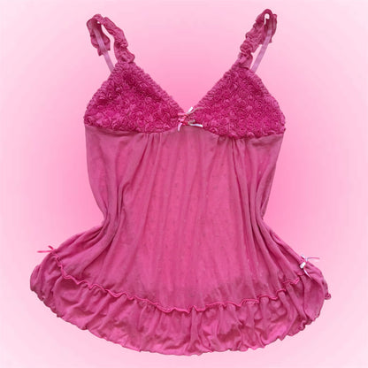 Pink Mesh Babydoll Dress (M)