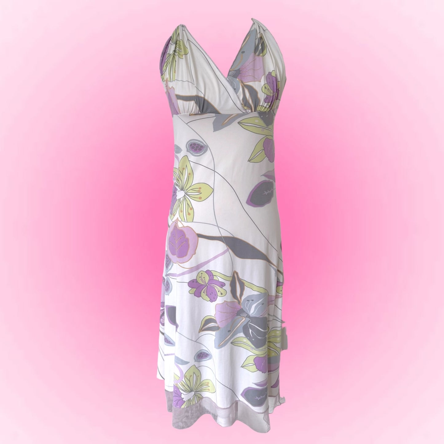 White Floral Vintage Dress (L)