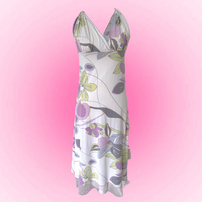White Floral Vintage Dress (L)