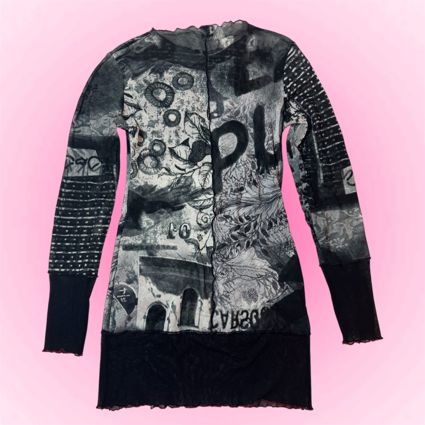 Graphic Patchwork Mesh Dress (S/M)