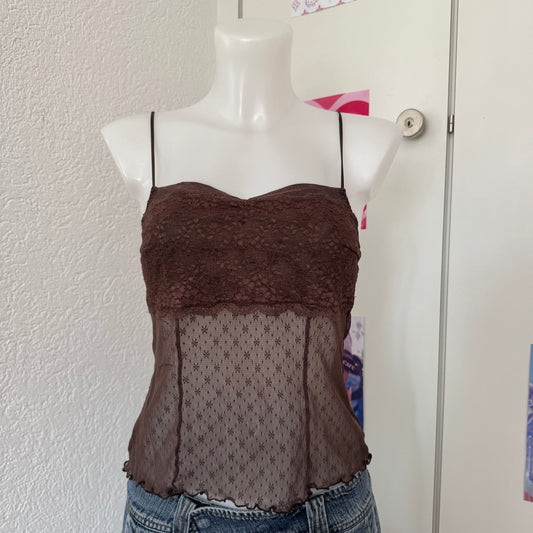 Brown lace cami top (S)