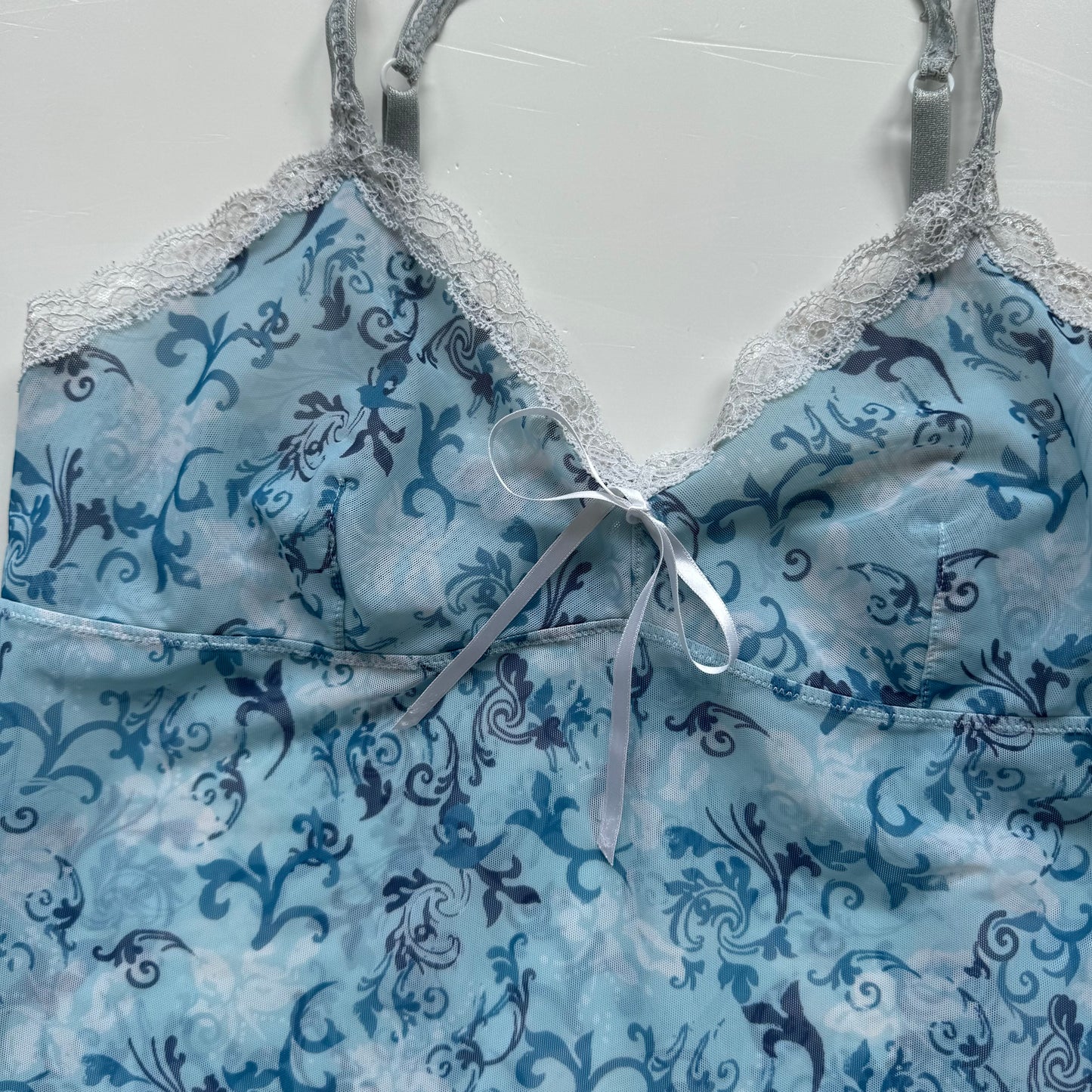 Blue Floral Sheer Cami Set (M)