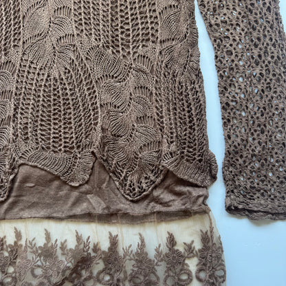 Vintage Crochet Knit Sweater (M)