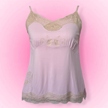 Pink Lace Trim Babydoll Cami (S)