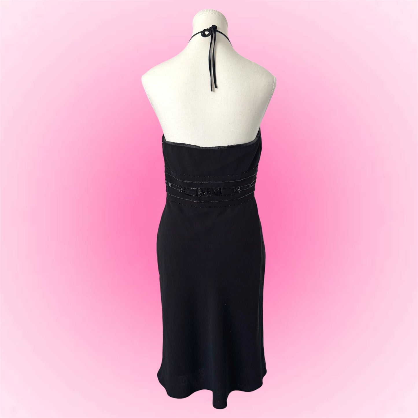 Elegant Black Halter Dress (XS/S)