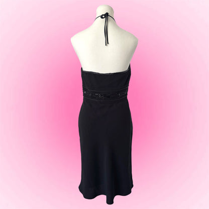Elegant Black Halter Dress (XS/S)