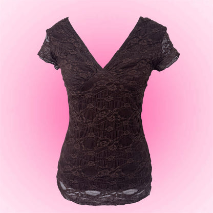 Brown Lace Y2K Tshirt (M)