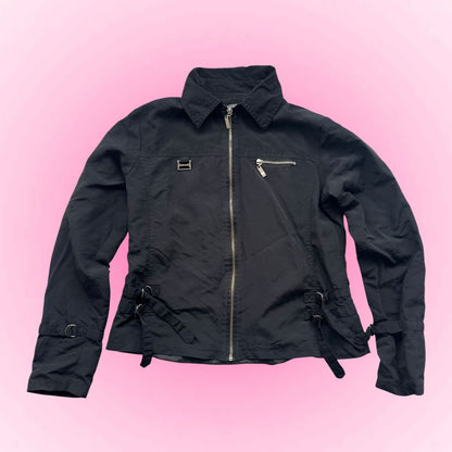 Black Y2k Zip-Up Jacket (S)