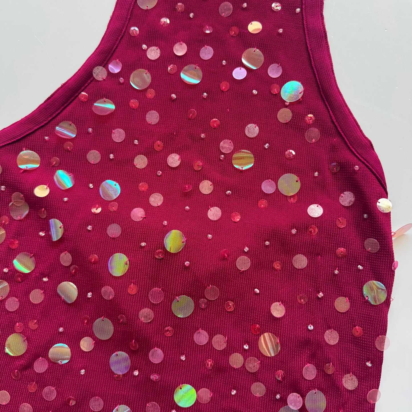 Burgundy Sequin Halter Top (S/M)
