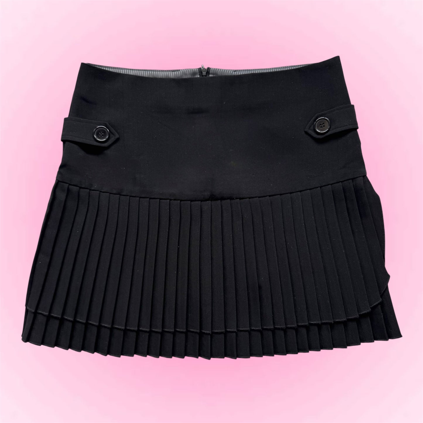 Black Pleated Mini Skirt (S)